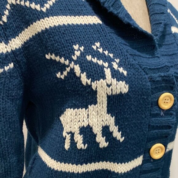 Sea to Sky Reindeer Cardigan Blue Sweater Size medium - Picture 12 of 15